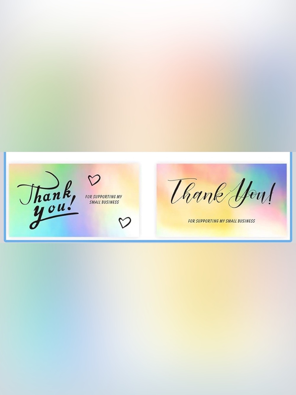 80 Pastel Gradient Thank You Cards - Rainbow Holographic Style